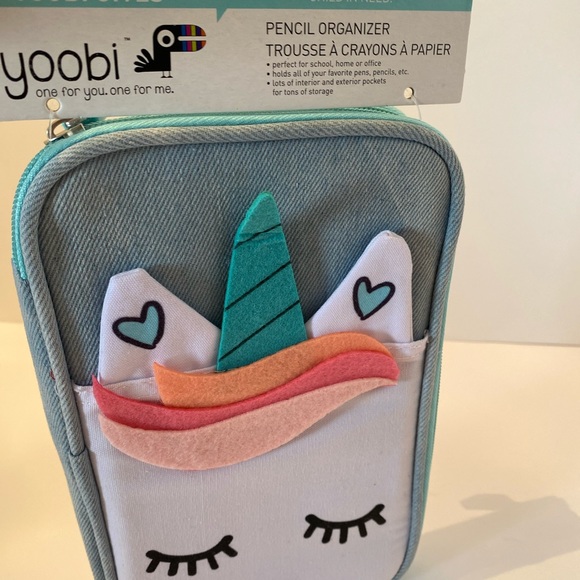 New Yoobi denim Unicorn Pencil Case organizer